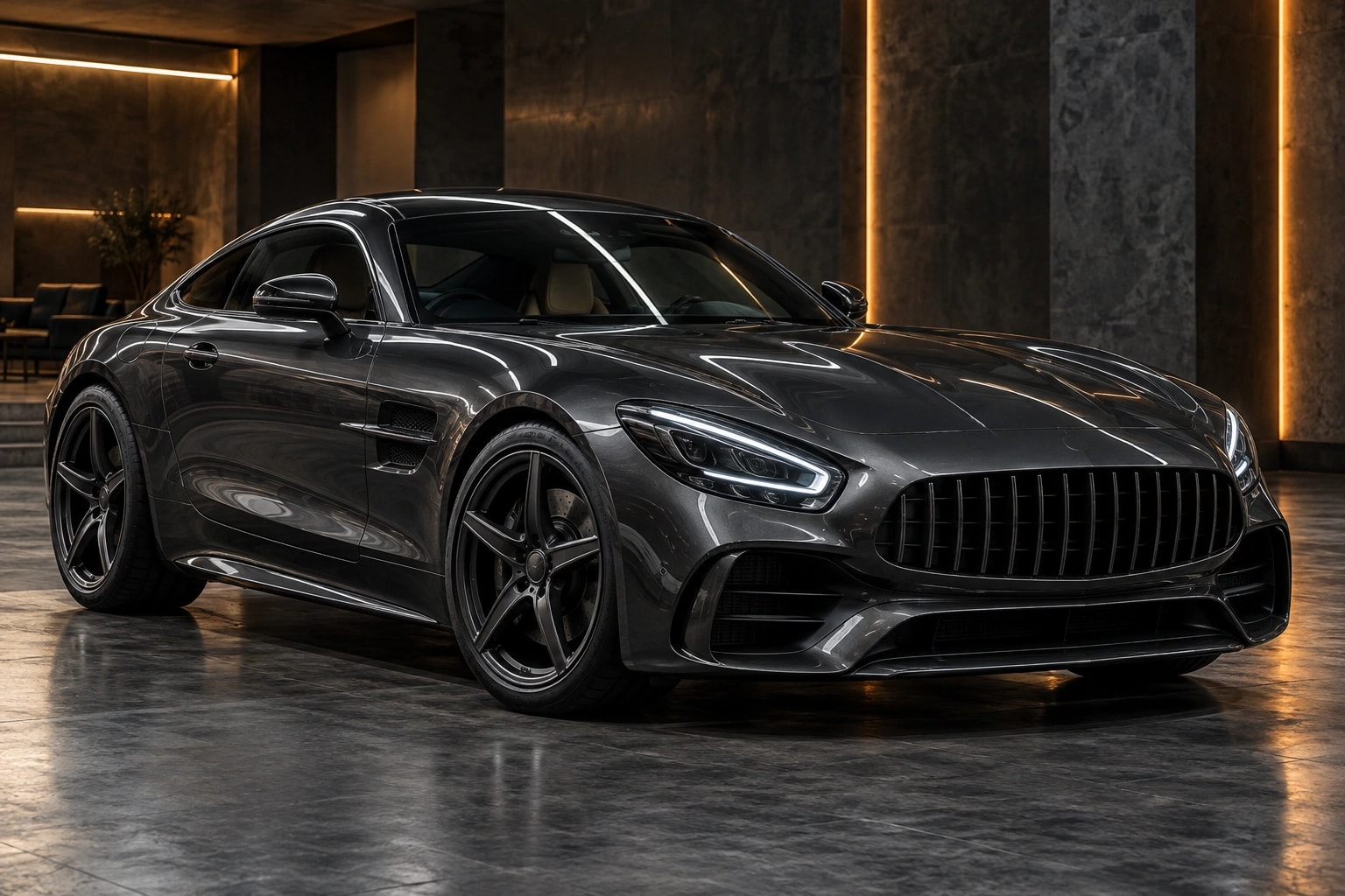 GRAND COUPÉ у темному автомобільному шоурумі